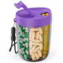 PULIV Large Pill Bottle Organizer for Holding 6 Various Vitamins without Filling Hassle, Supplement Organizer for Travel, Anti-Mixing Pill Box Case with Wide Opening for Easy Pill Retrieval, 20 Labels (Purple)