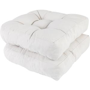 RACE LEAF 19" x 19" Patio Chair Cushions Beige - Outdoor/Indoor Tufted Memory Foam Chair Pads Set of 2, Water-Resistant Olefin Chair Seat Cushion Non-Slip Backing