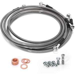 3 Pieces/Set ATV Stainless Steel Brake Lines Front Rear Braided Brake Lines Replacement for Yamaha Banshee 350
