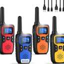 Wishouse Walkie Talkies for Adults Long Range-Rechargeable 4 Pack 2 Way Radios, Hiking Accessories Camping Gear Xmas Birthday Gift for Kids Family with Lamp,SOS Siren,NOAA Weather Alert,Easy to Use