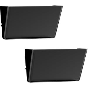 Gawerk Clear Acrylic Single Pocket, Plastic Hanging Wall Mount File Holder for Office Home (Black, 2 Pack)