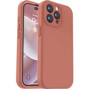 Vooii Compatible with iPhone 15 Pro Case, Upgrade Defender Liquid Silicone, [Camera Protection] [Soft Anti-Scratch Microfiber Lining] Shockproof Phone Case for iPhone 15 Pro 6.1 inch - Caramel