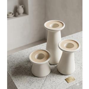 Wood Modern Candle Holder, Set of 3