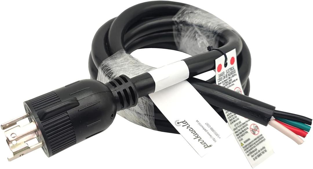 .
Parkworld L15-30P Generator 4-Prong 30 Amp 250-Volt Twist Lock NEMA L15-30 Plug Power Cord, UL Listed (10FT)