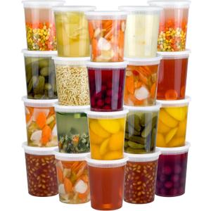40 Sets (80-Piece) Deli Containers with Lids 32 oz, Leak-Proof & BPA Free Airtight Takeout Plastic Food Storage Containers for Soup, Freezer/Microwave/Dishwasher Safe