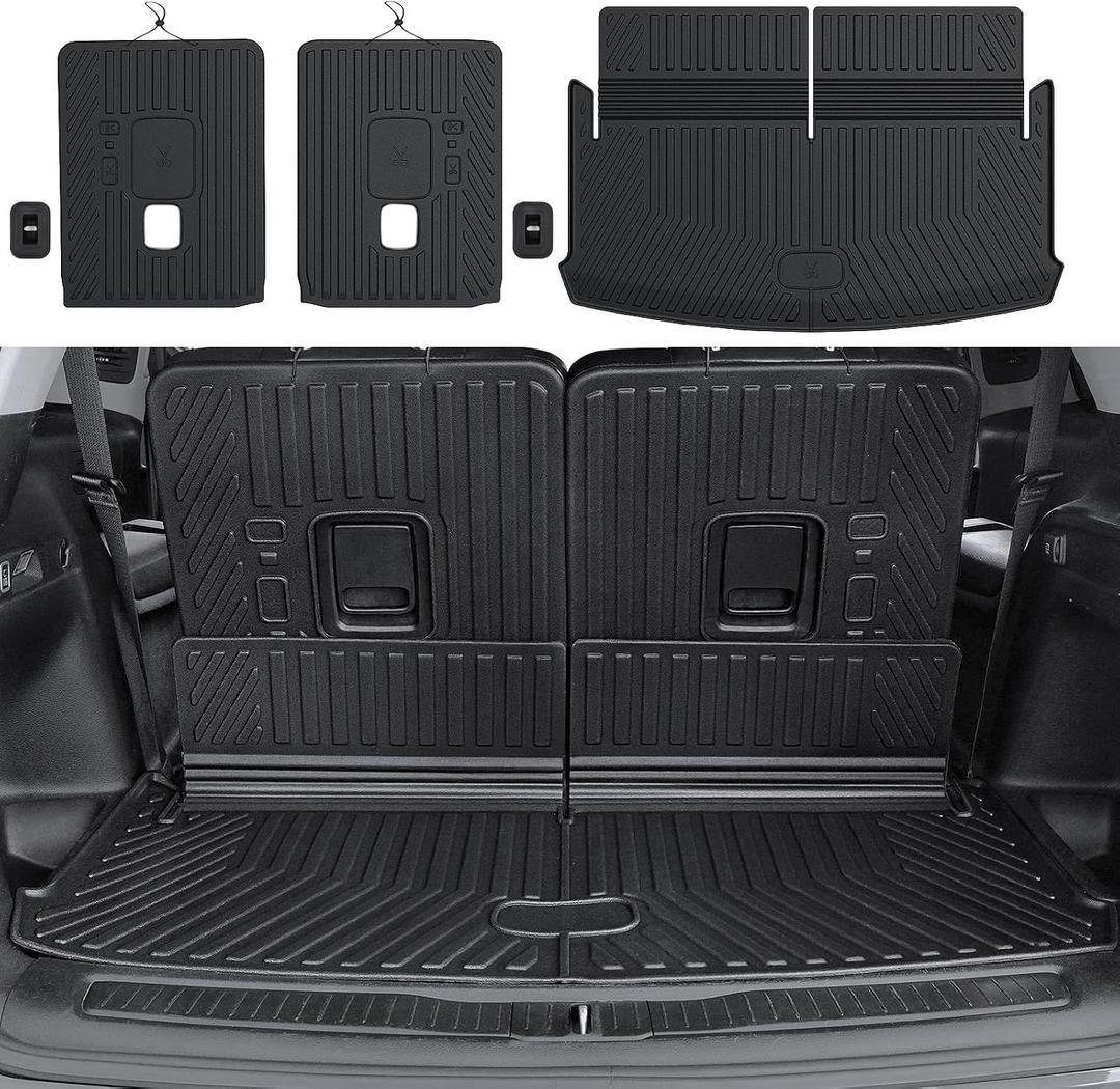 Cargo Mat for 2021-2025 2026 Jeep Grand Cherokee L, All Weather TPE Rear Cargo Liner Trunk Mat with 3rd Row Seatback Cover for Jeep Grand Cherokee L Accessories
