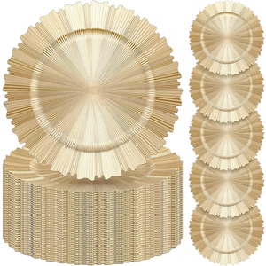 Mifoci 50 Pcs Champagne Gold Charger Plates Bulk, 13 Inch Round Chargers