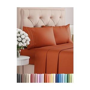 Queen Size 4 Piece Sheet Set - Comfy Breathable & Cooling Bed Sheets Set - Hotel Luxury Bedding for Women, Men, Kids, Teens, Boys & Girls - Deep Pockets, Soft and Wrinkle Free - Oeko-Tex - Terracotta : Home & Kitchen