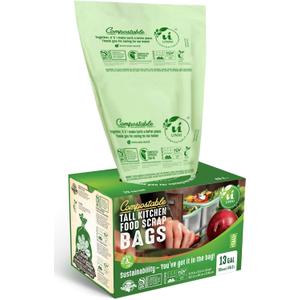 UNNI Compostable Trash Bags, 13 Gallon / 49.2 Liter, 50 Count, Extra Thick 0.9 Mil Tall Kitchen Food Scrap Bin Liners, Certified by BPI, CMA & OK compost HOME, Meets the ASTM D6400 Standard