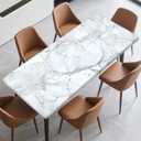 Rectangle Table Cover with Elastic Edge Design Waterproof Stain-Resistant Wipeable Fitted Table Cloth Fits 6 Foot Tables for Picnic, Camping, Outdoor, 72" x 30" (Marble)