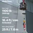 VEVOR 2-in-1 Electric Hoist Winch, 1100 lbs Capacity, 1500W Portable Power Winch Crane, 25 ft Lifting Height, 16.4 ft/min with Manual and Wired Remote Control for Factory, Warehouss, Garage