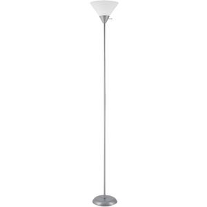 Globe Electric 677150 Elliott 72" Floor Lamp, Silver, White Plastic Shade, On/Off Rotary Switch on Shade, Standing, Living Room Decor, Bedroom, Tall, Corner Light