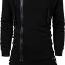 Men Assassin Robe Hoodies Sweatshirts Gothic Asymmetrical Zipper Side Lace Up Fleece Hooded Jacket (Medium, Black)