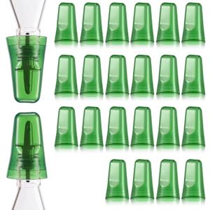 Chengu 24 Pieces Liquor Bottle Covers Pour Spout Covers Bar Toppers for Bottles Universal Pour Dispenser Dust Translucent Silicone Rubber Spout Caps for Bar Home Kitchen Tools Supplies (Green)