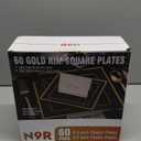 N9R 60 Pack Black Square Plastic Plates with Gold Rim Include 30 Disposable Dinner Plates 9.5 Inch and 30 Dessert Plates 6.5 Inch, Fancy Plates for Party, Wedding, Halloween, and Daily Use
