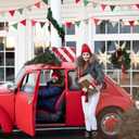 G2PLUS Christmas Triangle Bunting Banner, 39Ft Cotton Pennant Banner, Red and Green Fabric Flags for Holiday, Home and Party Hanging Decorations