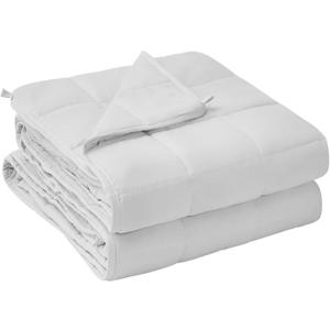 yescool Weighted Blanket for Adults (15 lbs, 60" x 80", White) Cooling Heavy Blanket for Sleeping Perfect for 140-160 lbs, Queen Size Breathable Blanket with Premium Glass Bead, Machine Washable