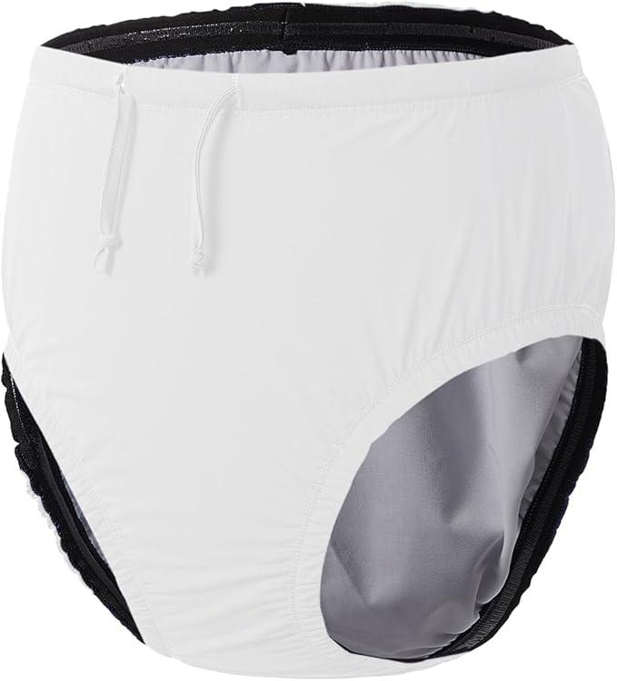 EEOST Adult Reusable Swim Diapers Special Needs Swimwear for Incontinence Cloth Diaper Covers Waterproof, Leakproof, Unisex (White, S)