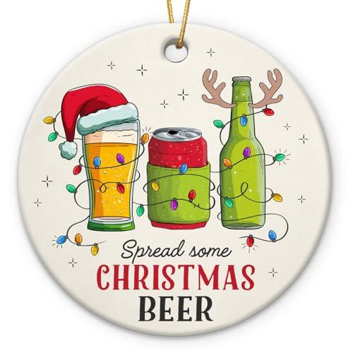 Gift Glow Beer Christmas Ornaments 2025 - Unique Ceramic Drink Ornament, White Elephant Gifts for Adults Funny for Beer Drinkers, Adults Present Exchange for Friends, Coworkers, Family, Pack Of 5