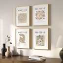 Framed Matisse Neutral Wall Art, Set of 4 Pieces Beige Wall Decor, Abstract Modern Minimalist Botanical Prints for Bathroom, Living Room, Dining Room, Bedroom, Home Office Decor 11x14