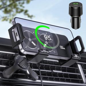 Wireless Car Charger Mount for Samsung Galaxy Z Fold 7/6/5/4/3/2, Voice Control 15W Car Phone Holder Wireless Charger for Galaxy Z Fold, Z Flip, S25/S24/S23/S22, iPhone, Car Charger Included