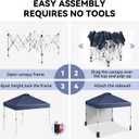 10'x10'Pop Up Canopy Tent with 1 Sidewall & Vented Roof,One Push Setup Instant Shade Shelter for Beach,Camping, Events,Includes STO-N-Go Bag, 8 Stakes, 4 Ropes & Sandbags (Commercial-Grade),Navy Blue