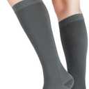 LIN PERFORMANCE 20-30 mmHg Medical Compression Socks for Women and Men Knee High Open Toe Stockings for Varicose Vein Swollen legs (L,Grey)