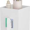 White Acrylic Tissue Box Cover with Storage Tray,Square Acrylic Tissue Box Holder Napkin Dispenser for Bathroom Kitchen Home Office(White, 5.5x5.5x6.7)