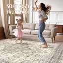 8x10 Area Rugs Living Room: Washable Boho Large Neutral Vintage Soft Rug Stain Resistant Farmhouse Non Slip Indoor Floor Carpet for Bedroom Nursery Kids Playroom Office Dining Room Home Decor- Brown