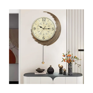 Decorative Wall Clocks with Pendulum,Silent Quality Quartz Movement Battery Operated,Vintage Wall Clock for Living Room,Kitchen,Home,Bathroom,Bedroom Wall Decor, 13x22inch,Retro Golden