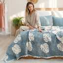 Saheser Home - 6 Layer Muslin Blanket King Size for Adults - 100% Cotton Muslin Bedspread, Weighted Gauze Bed 95" x102", All Season Breathable Soft Cover for King & California King Beds (Blue)