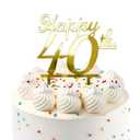 Gold Mirror Acrylic "Happy 40th" Cake Topper - Elegant Decoration for 40th Birthday & Milestone Parties - Cake Decor for Men & Women