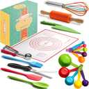 Young Chefs Cooking and Baking Set for Kids  19 Pieces Real Baking Set  Giftable Sets for Girls and Boys  Stocking Stuffers for Kids Cooking Sets Real 8-12 Years