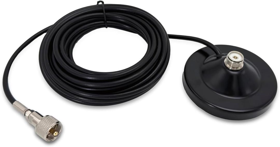 FMUSER Magnetic Antenna Mount with 20ft RG58 Coaxial Cable,Durable CB Antenna Magnetic Mount for Mobile Radio