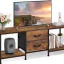 WLIVE TV Stand Dresser with 2 Drawers, Entertainment Center for 50" Inch TV with Open Storage Shelves, Industrial Media Console for Bedroom, Living Room, Rustic Brown