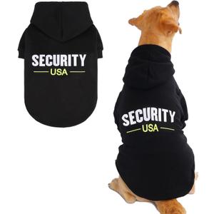 BINGPET Security USA Dog Sweater with Hood and Leash Hole,Warm Fleece Dog Hoodie & Winter Coat for Small to Large Dogs,Cold Weather Pet Clothes(X-Large)