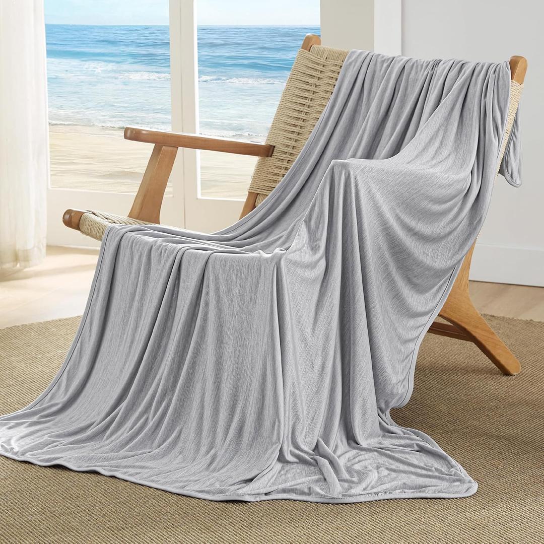 Bedsure Light Grey Cooling Blanket for Hot Sleepers - Summer Cold Throw Blanket for Bed, Arc-Chill Lightweight Summer Bedding, Cool Thin Ice Cold Cooled Throws with Rayon Derived from Bamboo, 50x70