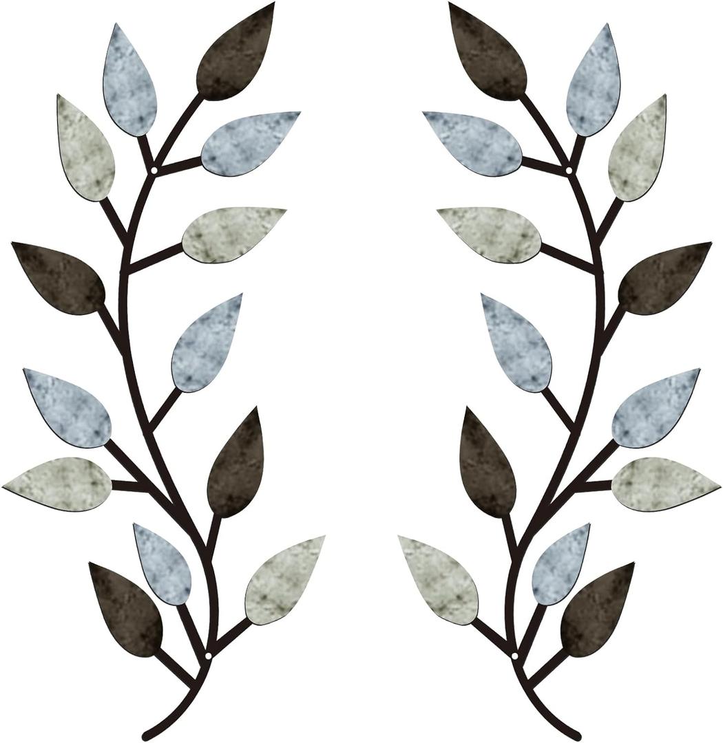 Zhengmy 2 Pieces Metal Tree Leaf Wall Decor Vine Olive Branch Leaf Wall Art Living Room, Hallway Wall Decor Outdoor Decoration(Pastel Colors) Zhengmy 2 Pieces Metal Tree Leaf Wall Decor Vine Olive Branch Leaf Wall Art Living Room, Hallway Wall Decor Outdoor Decoration(Pastel Colors)