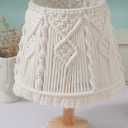Boho Macrame Table Lamp – Handmade Bedside Light with Wooden Base, White Ivory Boho Decor for Bedroom, Living Room, Nursery – E26/E27 Compatible Nightstand Lamp – by Elvirka
