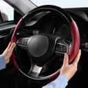 Car Steering Wheel Cover Universal 2Pcs Nappa Leather Segmented Steering Wheel Cover Wear-Resistant Comfortable Easy Install All-Season Use(Pink)