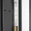 JONATHAN Y 7" Black/Gold Modern Industrial Outdoor Wall Lantern Sconce, Waterproof LED Exterior Light for Porch Entryway, with Clear Glass Shade and Edison Bulb JYL7602A