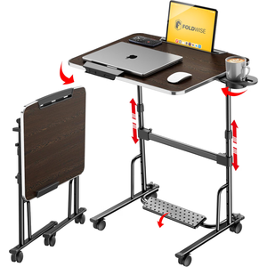 Foldable Standing & Rolling Desk, Upgraded Portable Desk on Wheels