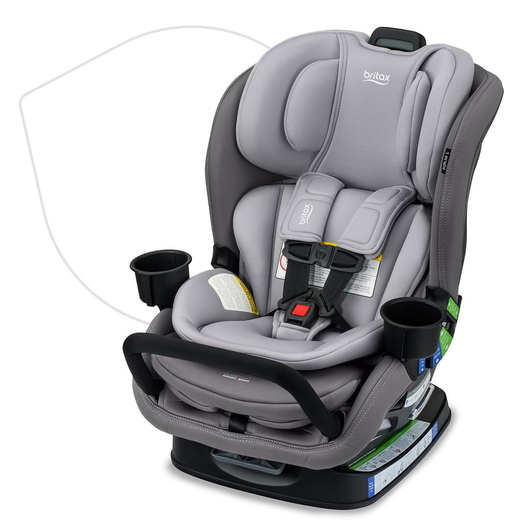 Britax Poplar S Convertible Car Seat, 2-in-1 Car Seat Extended Rear Facing, 17 Slim Car Seat Design with Fast & Easy ClickTight Installation, Anti-Rebound Bar & SafeWash Fabrics Glacier Graphite, Experation 12/2035,