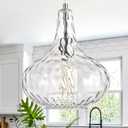 11" Brushed Nickel Hammered Glass Pendant Light, Kitchen Island