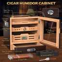 XIFEI Cigar Humidor Cabinet with Adjustable LED Lighting, 3 Cedar Wood Drawer & Digital Hygrometer, 2 Humidifiers, Cigar Tube, Glass Top Desktop Humidor for 80-100 Cigars, for Men