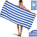 2-Pack Microfiber Beach Towels Set (63"x31.5" + 31.5"x16") | Oversized Quick Dry Sand Free Travel Towel for Beach Pool Gym Camping (Blue)