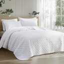 Bedsure California King Quilts - Lightweight Bedspreads Cal King Size with Basket Weave Pattern, Soft Quilt Bedding Set, White Comforter Set Coverlet for All Seasons with 2 Pillow Shams (111" x 106") | Skin-Friendly Soft, All-Season Comfort, Breathable, Lightweight, Machine Washable