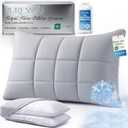 Cooling Adjustable Pillow for Side Sleepers, Silver Infused Bed Pillow, Cool Soft Firm Pillow for Hot Sleepers, Back & Stomach Sleepers, Self-Cleaning Technology for 3X Freshness Sleep, Grey