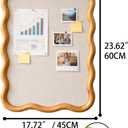 Wavy Linen Cork Memo Board, 17.7" x 23.6", Wood Frame, Decorative Pin Display Bulletin Boards for Walls, Home Office Kitchen (Natural)