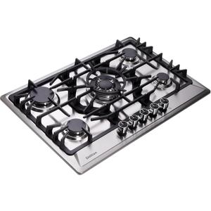30 Inch Gas Cooktop DT5702 Stainless Steel 5 Burner Gas Cooktop LPG/NG Convertible Gas Stovetop Thermocouple Protection Gas Cooktop